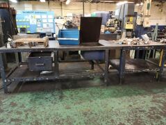 4m X 1m industrial workbench with oil collection tank and drawer