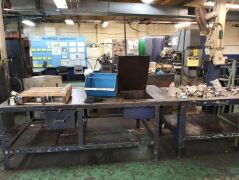 4m X 1m industrial workbench with oil collection tank and drawer - 7