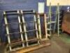 4 solid iron storage shelves suitable to store heavy bars, piping etc