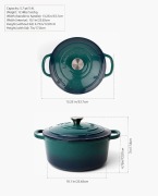 Larder & Vine Enameled Cast Iron Round Dutch Oven | 5.4L (Bondi) - 5