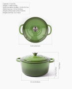 Larder & Vine Enameled Cast Iron Round Dutch Oven | 5.4L (Okra) - 4