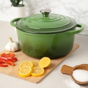 Larder & Vine Enameled Cast Iron Round Dutch Oven | 5.4L (Okra) - 2