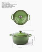 Larder & Vine Enameled Cast Iron Round Dutch Oven | 5.4L (Okra) - 4