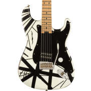 EVH Striped Series '78 Eruption Guitar, White with Black Stripes Relic