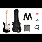 Squier Sonic Stratocaster, Maple Fingerboard Electric Guitar Pack in Black