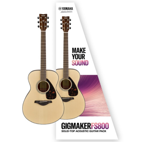 Yamaha GIGMAKERFS800 Solid Top Concert Body Acoustic Guitar Pack in Natural Gloss