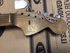 EVH Striped Series '78 Eruption Guitar, White with Black Stripes Relic - 3