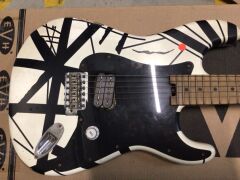 EVH Striped Series '78 Eruption Guitar, White with Black Stripes Relic - 4