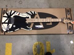 EVH Striped Series Guitar, White with Black Stripes - 2