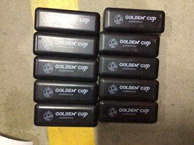 Bundle of 10 x Golden Cup Harmonica's