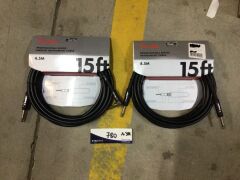 2x Fender Professional Series Angled Instrument Cable 4.5m