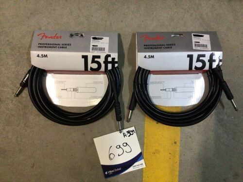 2x Fender Professional Series Angled Instrument Cable 4.5m