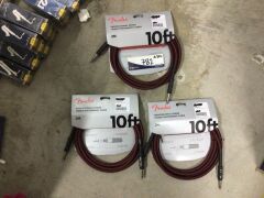 3 x Professional Series Instrument Cables, 10ft, Red Tweed