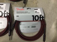 3 x Professional Series Instrument Cables, 10ft, Red Tweed - 2