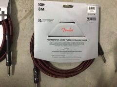 3 x Professional Series Instrument Cables, 10ft, Red Tweed - 3