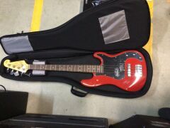 SX Essex Laney 4/4 Bass Guitar Pack in Fiesta Red Bass Laney Bass Amp - 4