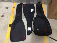 Bundle of 1 x Fender Electric Guitar, 1 x Fender Bass Guitar & 1 x Fender Acoustic Guitar Soft Cases - 2