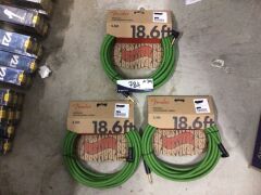 3 x 18.6ft Angled Festival Instrument Cable, Pure Hemp, Green - 2