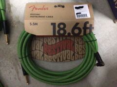 3 x 18.6ft Angled Festival Instrument Cable, Pure Hemp, Green - 3