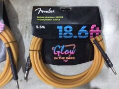 3 x Fender Pro 18.6ft Glow in Dark Cable, Orange - 2