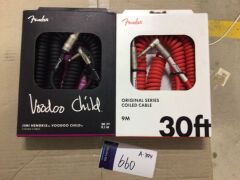 1 x Hendrix Voodoo Child Cable, Black & 1 x Original Series Coil Cable, Straight-Angle, 30ft, Fiesta Red - 3