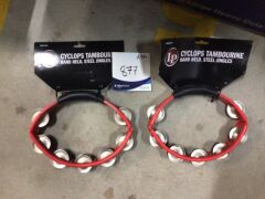 2 x LP Cyclops Handheld Tambourine, Steel Jingles - 2