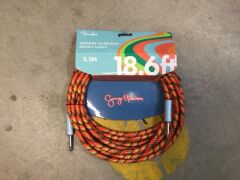 2 x Fender Deluxe Series Instrument Cable - Straight / Angle - 18.6' (Tweed) - 3