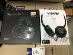 1 x Yamaha Hph50B Headphones &amp; 1 x OneOdio Pro 50 Wired Headphones with Mic - 2