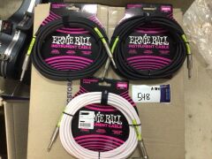 Bundle of 3 x Ernie Ball Instrument Cables (20FT - 6.09M) - 3