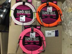 Bundle of 3 x Ernie Ball Instrument Cables (10FT - 3.05M) - 4