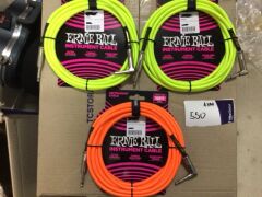 Bundle of 3 x Ernie Ball Instrument Cables (2 x 10FT & 1 x 18FT) - 3