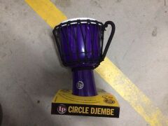 1 x Mano 8in Tuneable Djembe - WS, 1 x Mano 8in ABS Djembe - Blue & 1 x LP 7Inch Rope Djembe Purple - 4