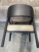 4x Black Oak Dark Cream Coloured Leather Chair. W69 x D07.5 x H70cm - 5