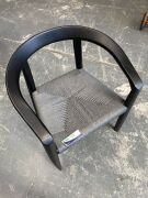 Chair . Dimensions: 45 x 59 x 52 x 74cm. Structure ash wood stained blac, seat in handwoven paper cord - grey colour - 2