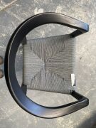 Chair . Dimensions: 45 x 59 x 52 x 74cm. Structure ash wood stained blac, seat in handwoven paper cord - grey colour - 5