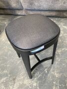 Devon Stool . W44 x D44x H 69cm, Black Oak dark grey seat colour