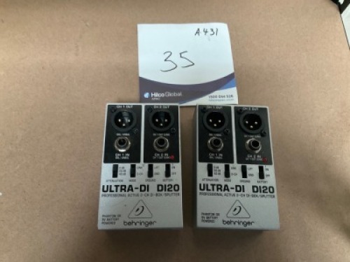 2 x Behringer Ultra-DI DI20 2-Channel DI-Box/Splitter