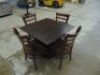 4 x Brown Timber Chairs + Brown Tabletop with Black Metal Base - Indoor - 4