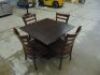 4 x Brown Timber Chairs + Brown Tabletop with Black Metal Base - Indoor - 4