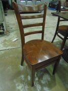 4 x Brown Timber Chairs + Brown Tabletop with Black Metal Base - Indoor - 5