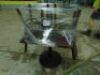 2 x Brown Timber Chairs + Brown Tabletop with Black Metal Base - Indoor