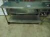1.8m Stainless Steel Island Bend on Castors + Cutlery Holder