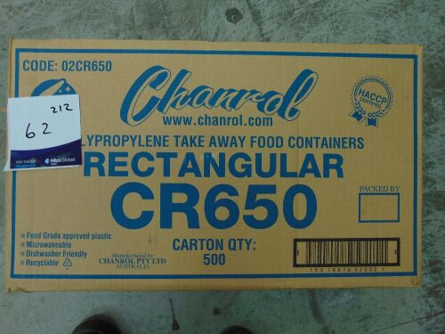 Chanroll 02CR650 Box of 500 Rectangular Takeaway Containers