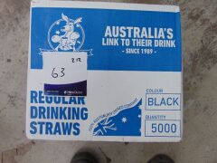 Box of plastic black straws - Approx 4000