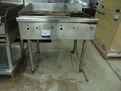 Gas 600mm Griddle + 300mm Open Burner Commercial Cooker on Leg Stand