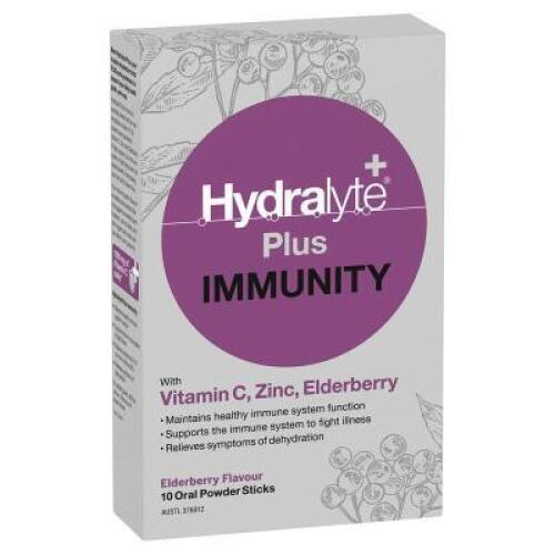 Hydralyte Apple Blackcurrant Sachets 4.9g x 24 & Hydralyte Plus Immunity Powder 10 Sticks