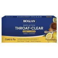 Alc-Eze 6 Tablets, Bioglan Throat Clear Honey & Lemon 20 Lozenges & 2 x Bioglan Throat Clear Menthol 20 Lozenges