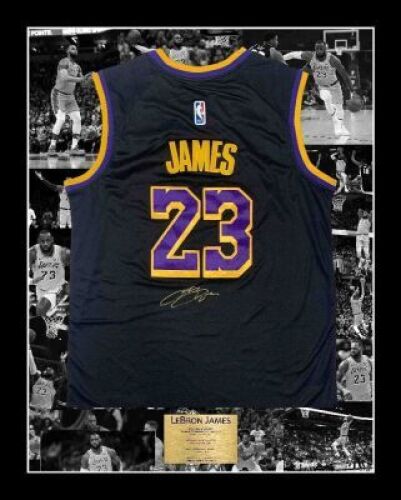 Refund LeBron James signed and framed black LA Lakers jersey