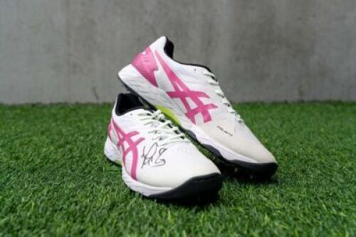 Mitchell Starc signed ASICS - 350 Not Out - NRMA Insurance Pink Test