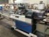 FUJI MOTORISED PNEUMATIC FORM, FILL, WRAP AND SEAL MACHINE Model: EW3400-R, S/N: 084009 with Pass Through Conveyor, Take-Out Conveyor, Overhead Wrap Feed-Out System, Touch Pad Control to 415V 3 Phase Electric Motor and Switch Mounted on Mobile Base